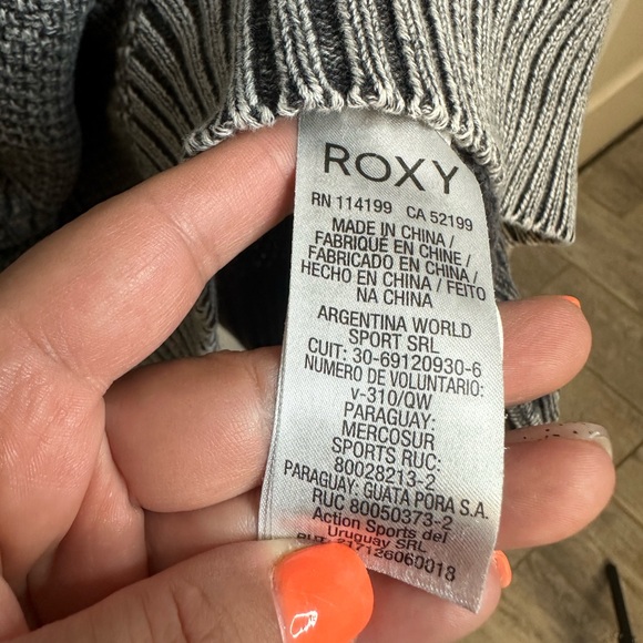 ROXY Snowday Sweater Chunky Kjit Gray Boho Fall Winter Dress Size Large - Picture 13 of 17